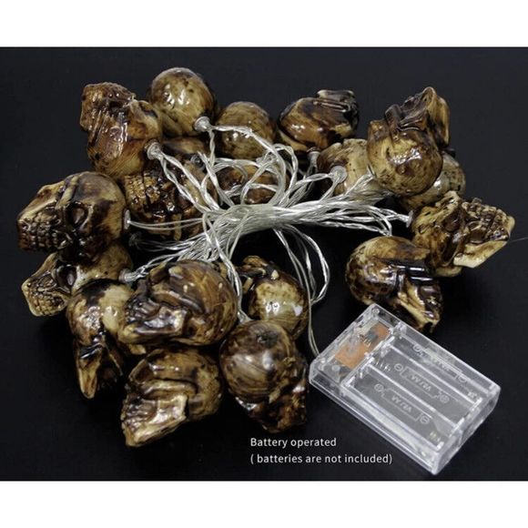 2240 Lot of 3 Halloween Skull String Light 14.5FT 30 LED 9 Modes Yellow - Picture 6 of 6